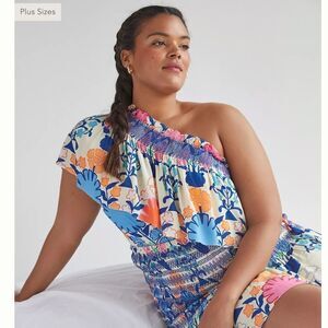 NWT Plenty by Tracy Reese Ruffled One-Shoulder Blouse 3X Anthro Turkish Floral